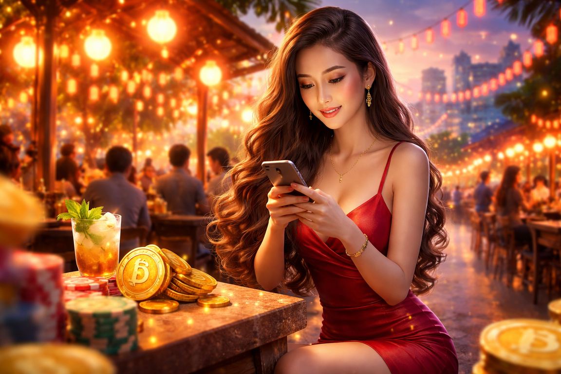 Người dùng Ninh Bình theo dõi sự kiện thể thao qua ứng dụng di động tại chợ đêm